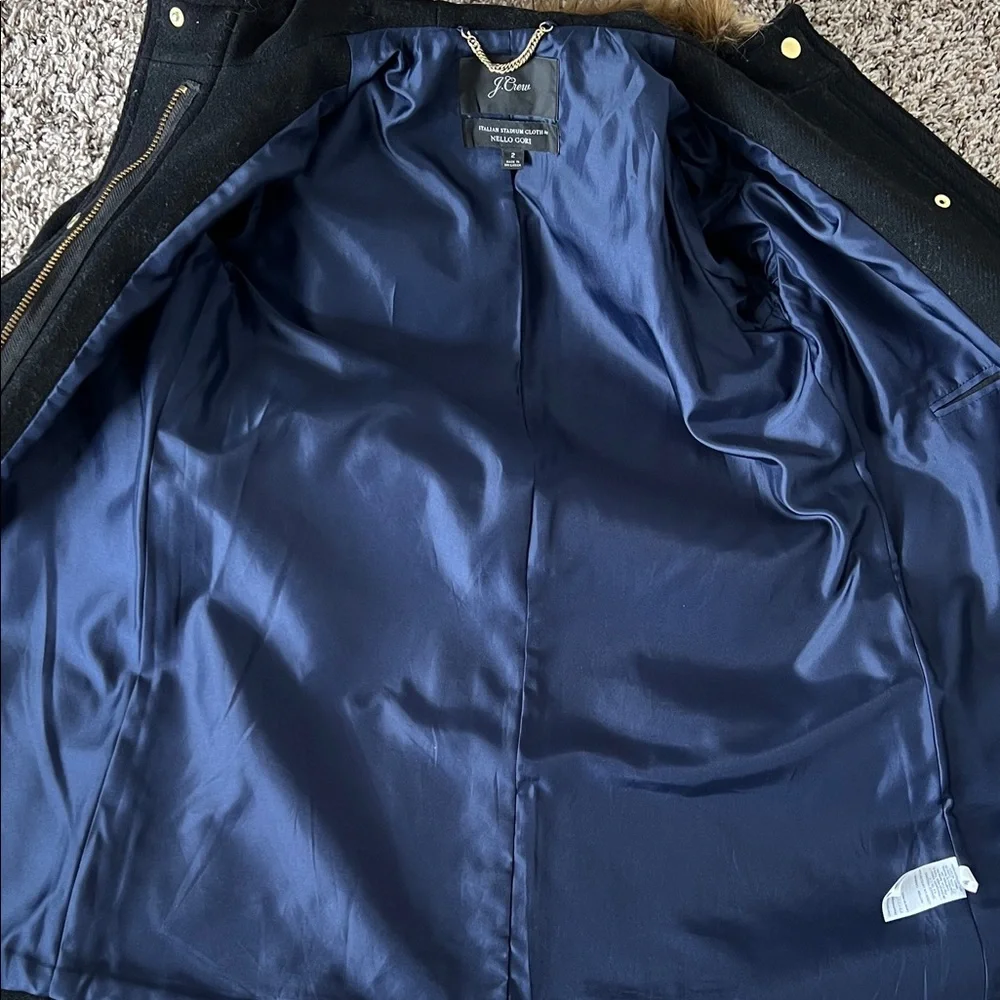 J. Crew Italian Stadium Cloth by Nello Gori Wool Parka Black Size 2 - Picture 6 of 8